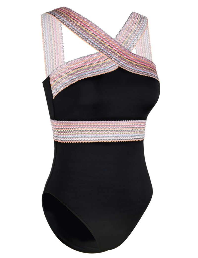 Hilor Modest Swimsuit for Curvy Women Flattering One Piece Bathing Suits Vintage Swimwear Pink Stripes XL/US14 - Image 5